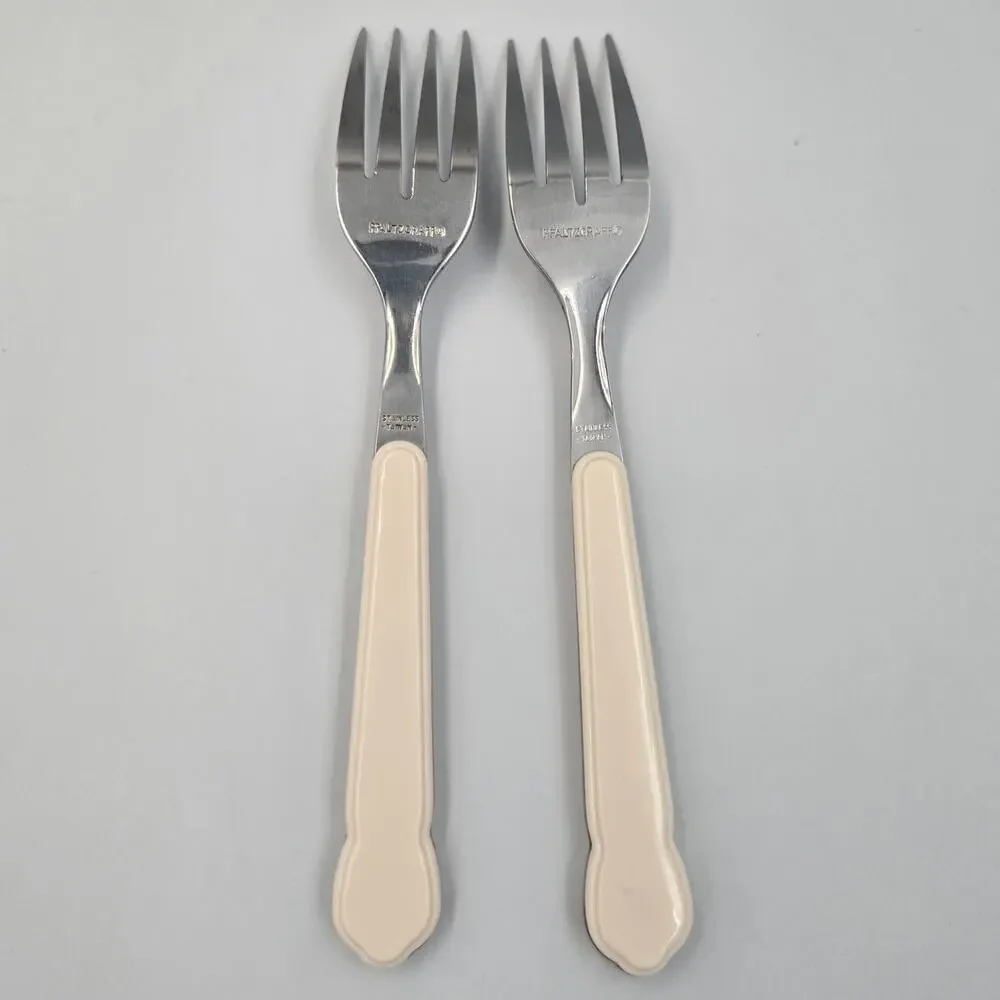 Two Pfaltzgraff Snow Village Stainless Steel Salad Fork Replacements